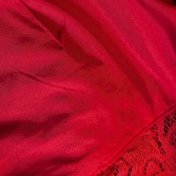 H&M Red Lace Stretch Midi Dress Size 8 Bodycon Wedding Guest Party - Picture 9 of 9